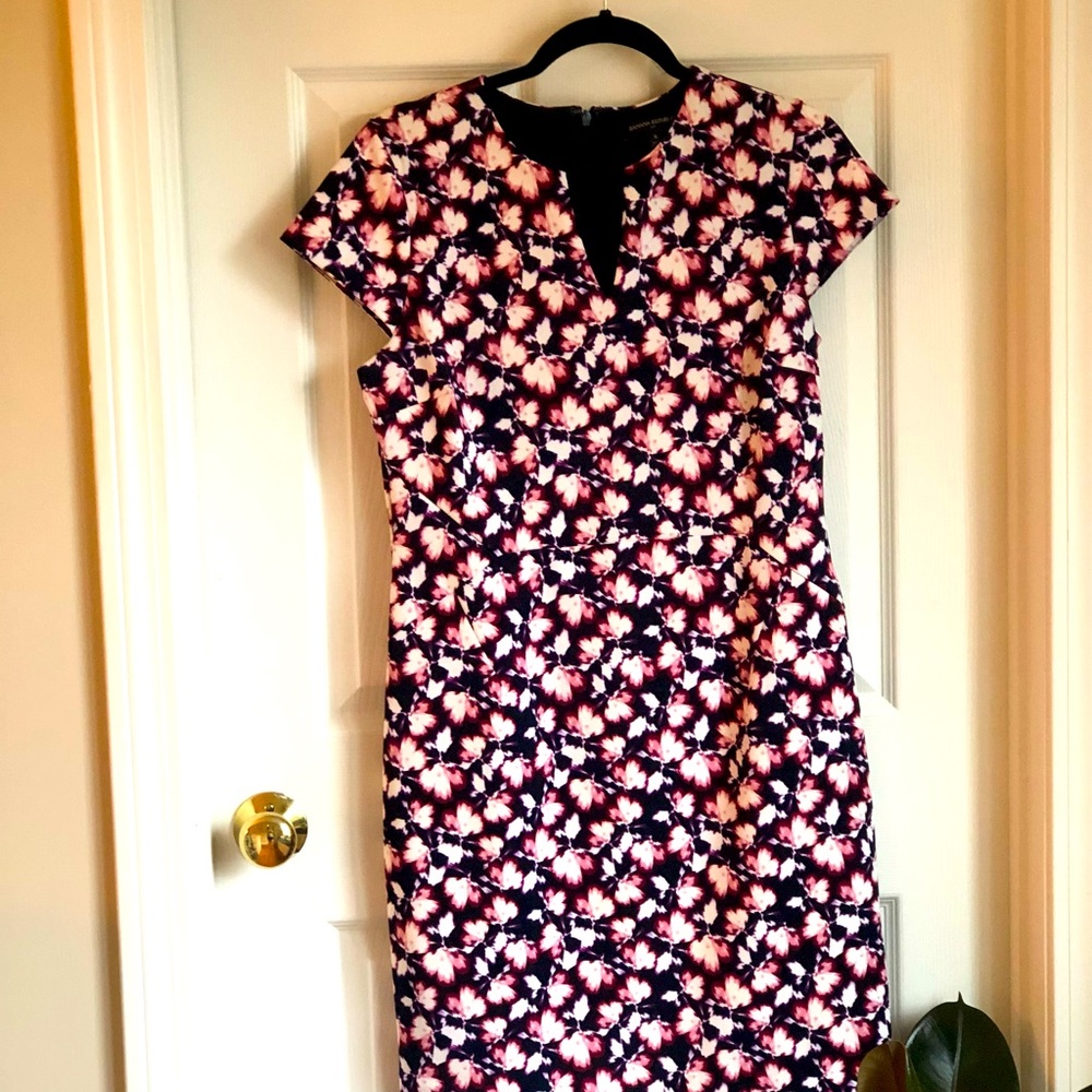 Like New Banana Republic Floral Cap Sleeve Dress 8